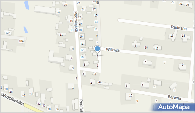 Dąbrowa, Boczna, 3, mapa Dąbrowa