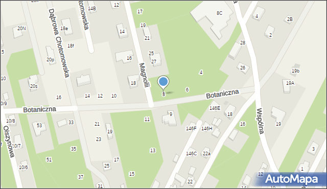 Dąbrowa Chotomowska, Botaniczna, 8, mapa Dąbrowa Chotomowska