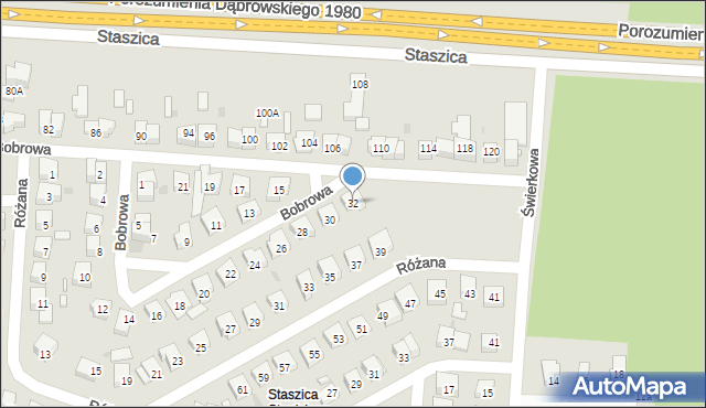 Dąbrowa Górnicza, Bobrowa, 32, mapa Dąbrowa Górnicza