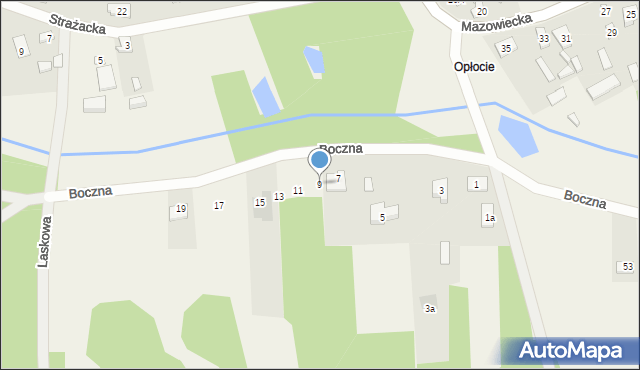 Dąbrówka, Boczna, 9, mapa Dąbrówka