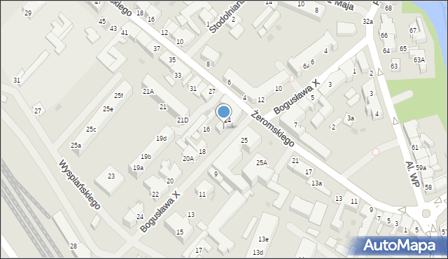 Darłowo, Bogusława X, 14A, mapa Darłowo