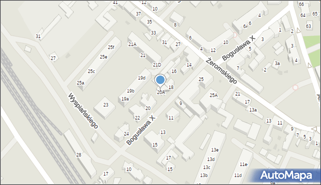 Darłowo, Bogusława X, 20A, mapa Darłowo