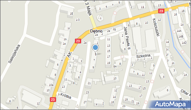 Dębno, Bohaterów Września, 5, mapa Dębno