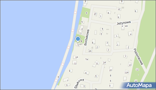 Dłużek, Borówkowa, 1, mapa Dłużek