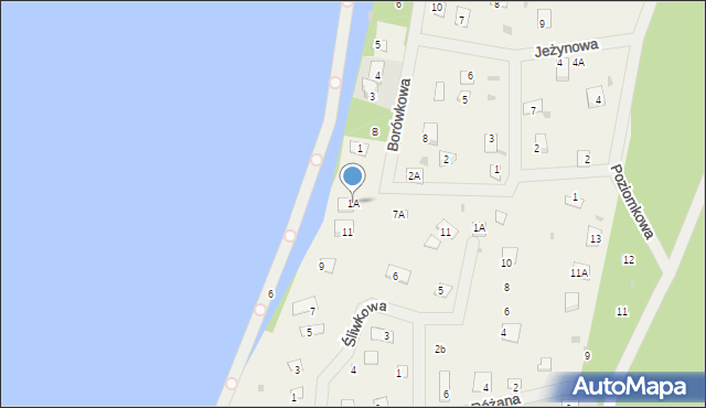 Dłużek, Borówkowa, 1A, mapa Dłużek