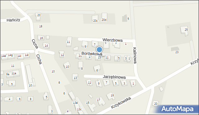 Dobrzykowice, Borówkowa, 13, mapa Dobrzykowice