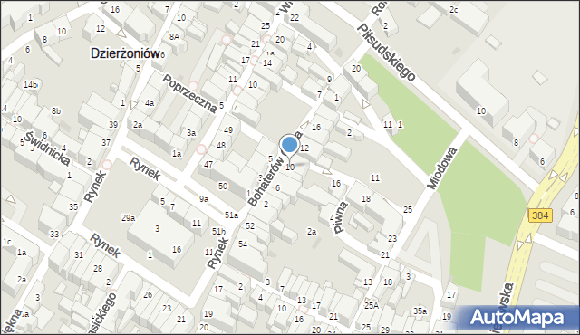 Dzierżoniów, Bohaterów Getta, 10, mapa Dzierżoniów