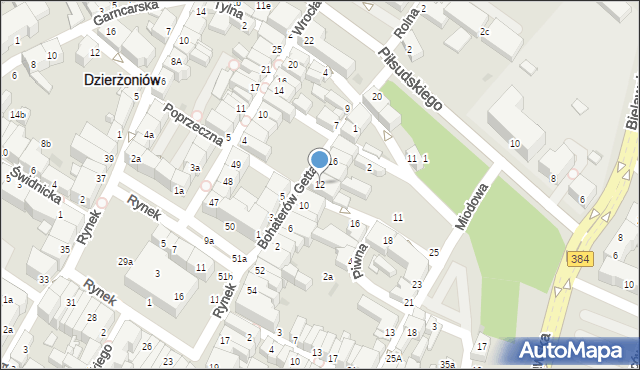 Dzierżoniów, Bohaterów Getta, 12, mapa Dzierżoniów