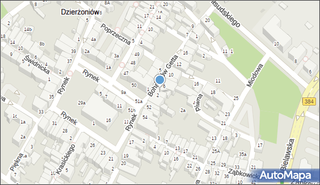 Dzierżoniów, Bohaterów Getta, 4, mapa Dzierżoniów