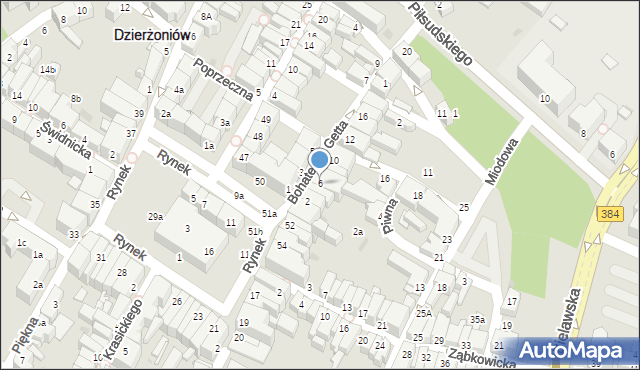 Dzierżoniów, Bohaterów Getta, 6, mapa Dzierżoniów