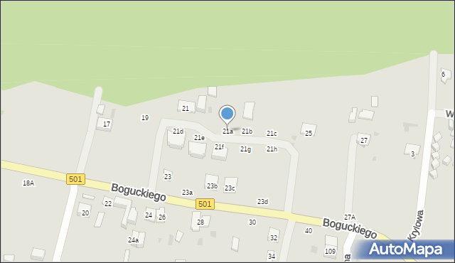 Gdańsk, Boguckiego Mieczysława, 21a, mapa Gdańska