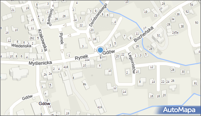 Gdów, Bocheńska, 6, mapa Gdów