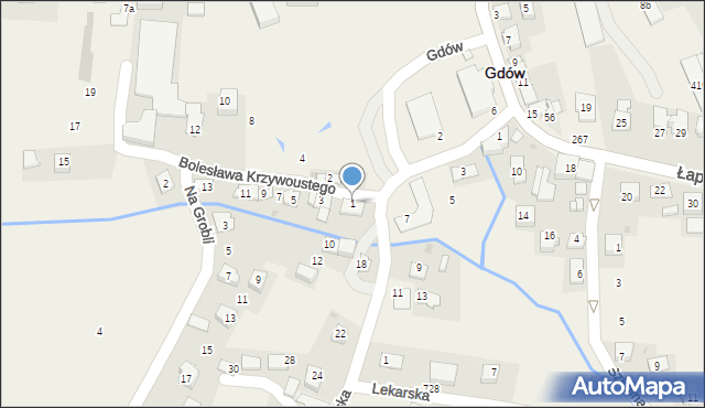 Gdów, Bolesława Krzywoustego, 1, mapa Gdów