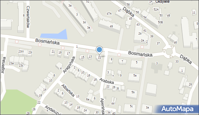 Gdynia, Bosmańska, 11, mapa Gdyni