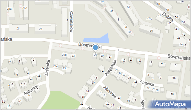 Gdynia, Bosmańska, 21, mapa Gdyni