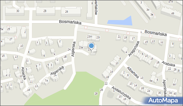Gdynia, Bosmańska, 23e, mapa Gdyni