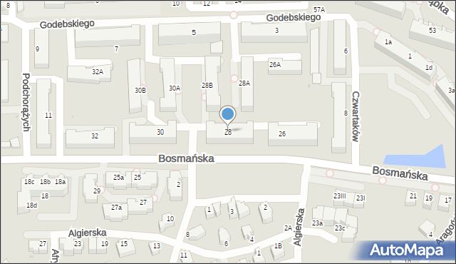 Gdynia, Bosmańska, 28, mapa Gdyni