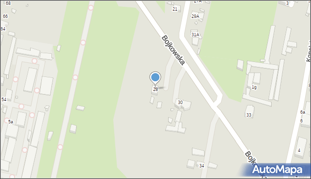 Gliwice, Bojkowska, 28, mapa Gliwic
