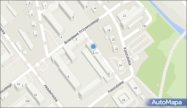 Gliwice, Bolesława Krzywoustego, 7, mapa Gliwic