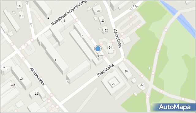 Gliwice, Bolesława Krzywoustego, 9, mapa Gliwic