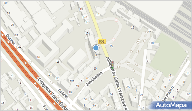 Gliwice, Bohaterów Getta Warszawskiego, 9, mapa Gliwic