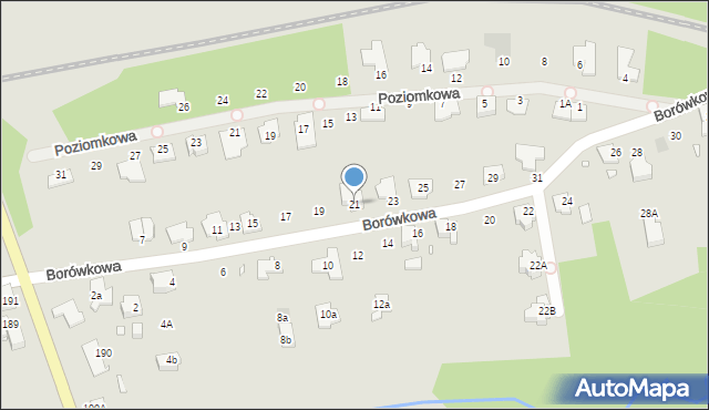 Gliwice, Borówkowa, 21, mapa Gliwic