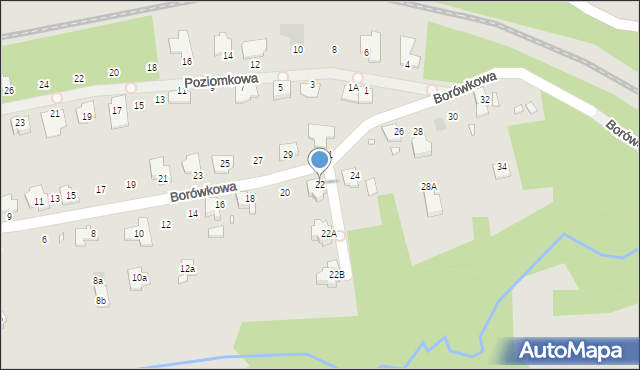 Gliwice, Borówkowa, 22, mapa Gliwic