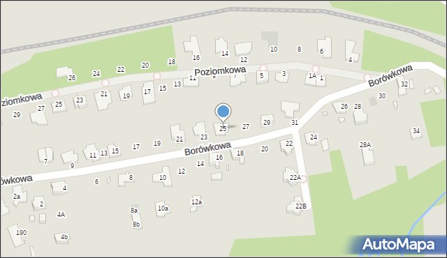 Gliwice, Borówkowa, 25, mapa Gliwic