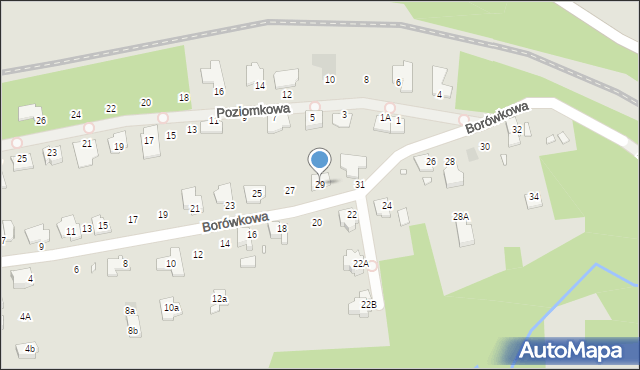 Gliwice, Borówkowa, 29, mapa Gliwic