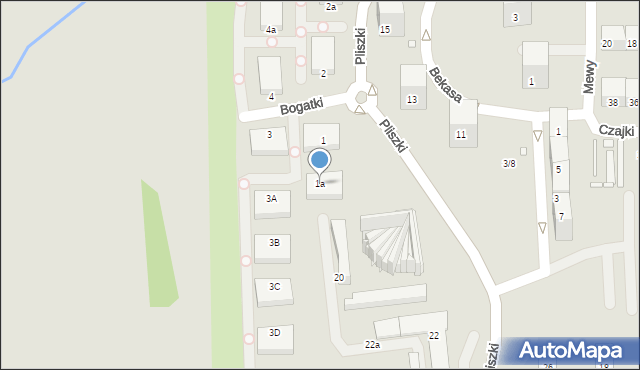 Gliwice, Bogatki, 1a, mapa Gliwic