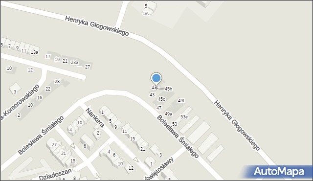 Głogów, Bolesława Śmiałego, 43b, mapa Głogów