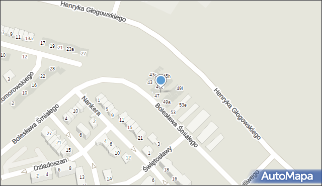 Głogów, Bolesława Śmiałego, 47b, mapa Głogów