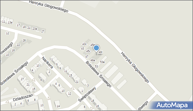 Głogów, Bolesława Śmiałego, 49e, mapa Głogów
