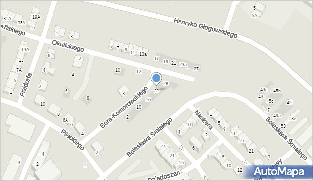 Głogów, Bora-Komorowskiego Tadeusza, gen., 22, mapa Głogów