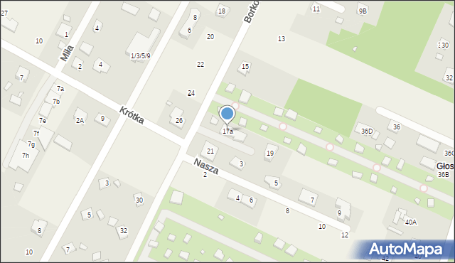 Głosków, Borkowa, 17a, mapa Głosków