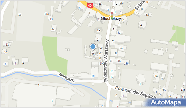 Głuchołazy, Bohaterów Warszawy, 6a, mapa Głuchołazy