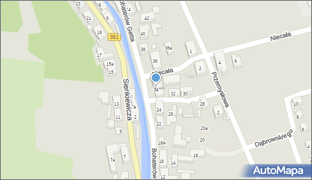 Głuszyca, Bohaterów Getta, 34, mapa Głuszyca