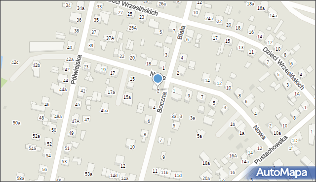 Gniezno, Boczna, 2, mapa Gniezna