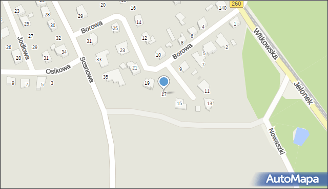 Gniezno, Borowa, 17, mapa Gniezna