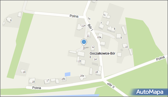 Goczałkowice-Zdrój, Bór I, 13, mapa Goczałkowice-Zdrój