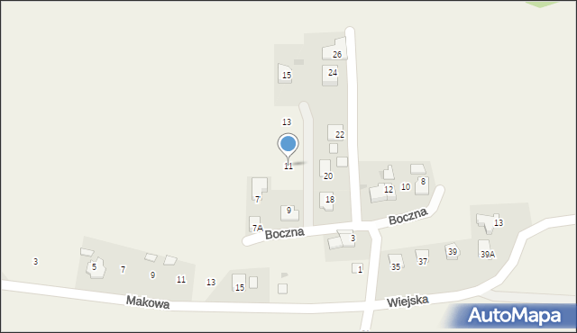 Goleszów, Boczna, 11, mapa Goleszów