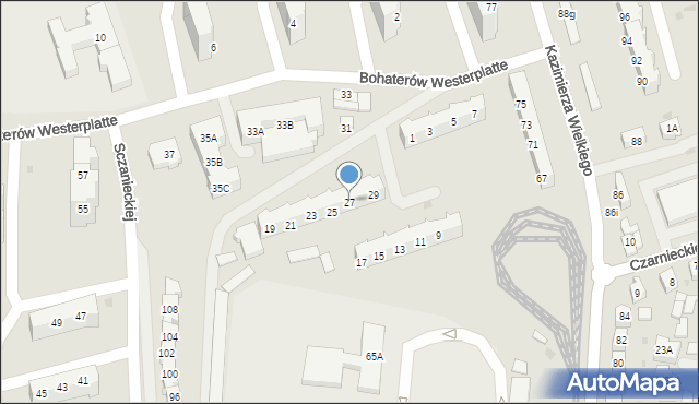 Gorzów Wielkopolski, Bohaterów Westerplatte, 27, mapa Gorzów Wielkopolski