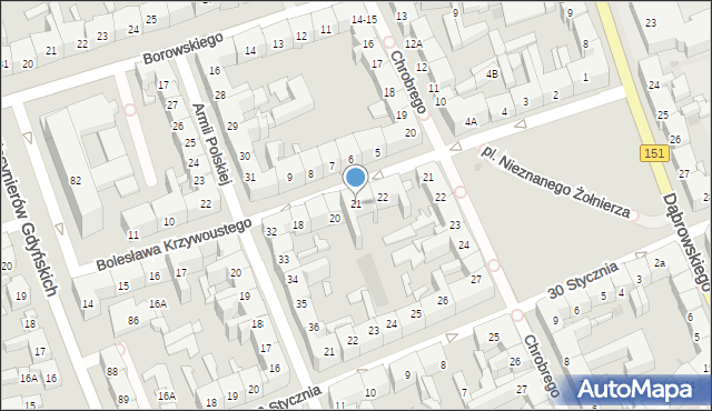 Gorzów Wielkopolski, Bolesława Krzywoustego, 21, mapa Gorzów Wielkopolski
