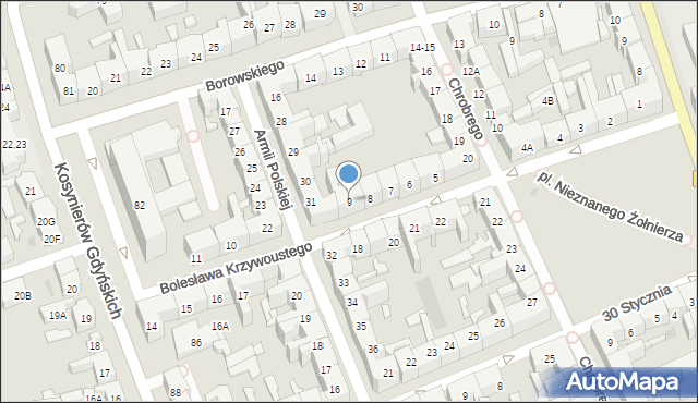 Gorzów Wielkopolski, Bolesława Krzywoustego, 9, mapa Gorzów Wielkopolski
