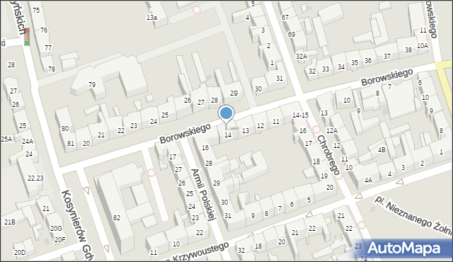 Gorzów Wielkopolski, Borowskiego Edwarda, 14-15, mapa Gorzów Wielkopolski