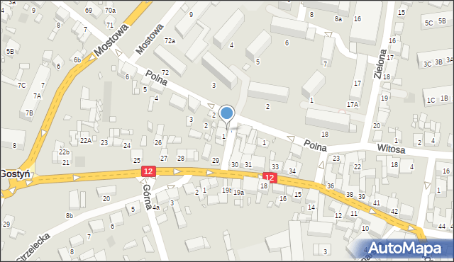 Gostyń, Boczna, 1A, mapa Gostyń