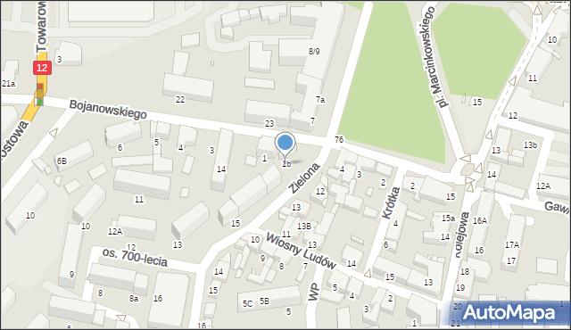 Gostyń, Bojanowskiego Edmunda, 1b, mapa Gostyń