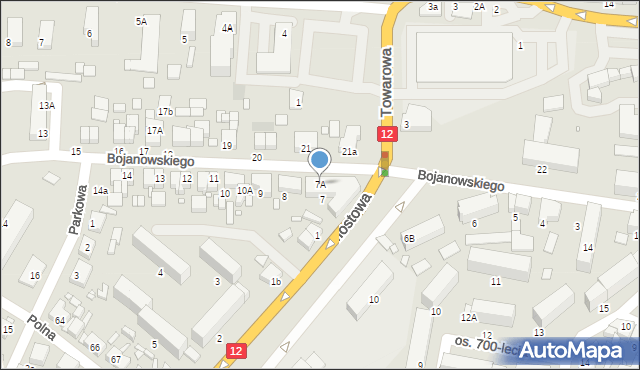 Gostyń, Bojanowskiego Edmunda, 7A, mapa Gostyń