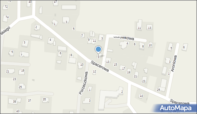 Gryźliny, Borówkowa, 1, mapa Gryźliny