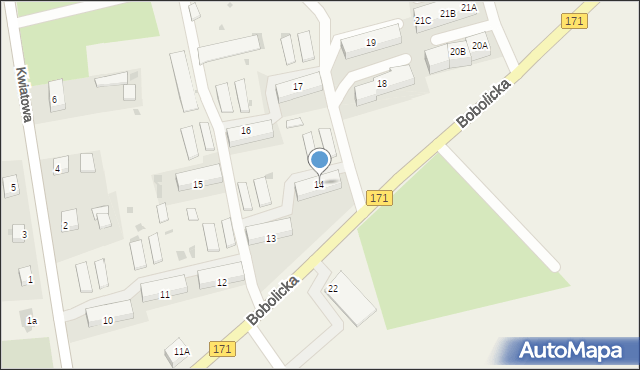 Grzmiąca, Bobolicka, 14, mapa Grzmiąca